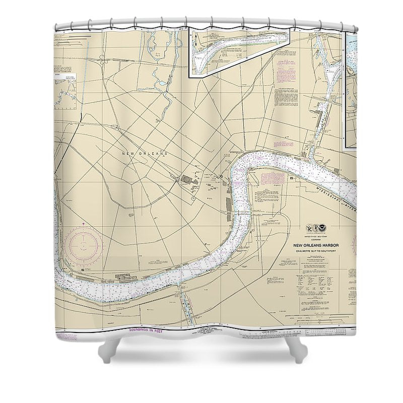 Nautical Chart 11368 New Orleans Harbor Chalmette Slip Southport Shower Curtain