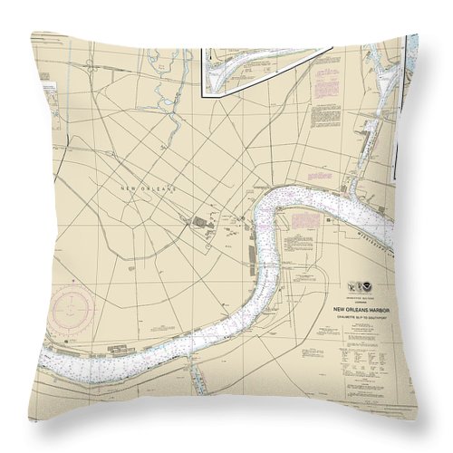 Nautical Chart-11368 New Orleans Harbor Chalmette Slip-southport - Throw Pillow