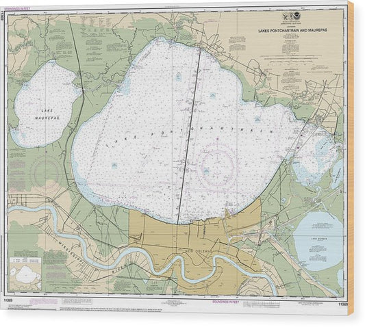 Nautical Chart-11369 Lakes Pontchartrain-Maurepas Wood Print