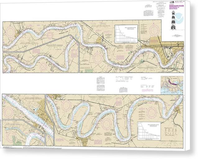 Nautical Chart-11370 Mississippi River-new Orleans-baton Rouge - Canvas Print