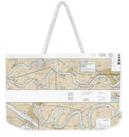 Nautical Chart-11370 Mississippi River-new Orleans-baton Rouge - Weekender Tote Bag