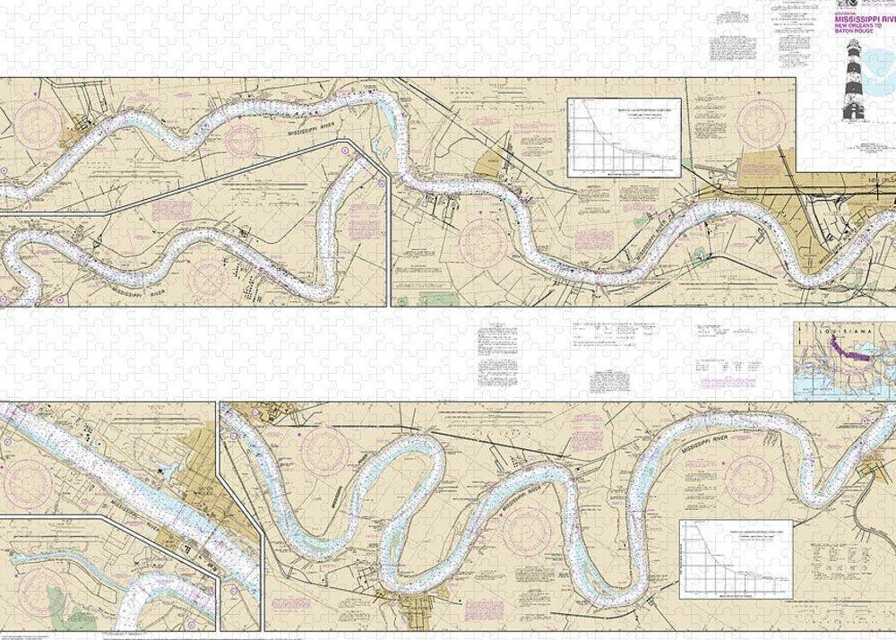 Nautical Chart-11370 Mississippi River-new Orleans-baton Rouge - Puzzle