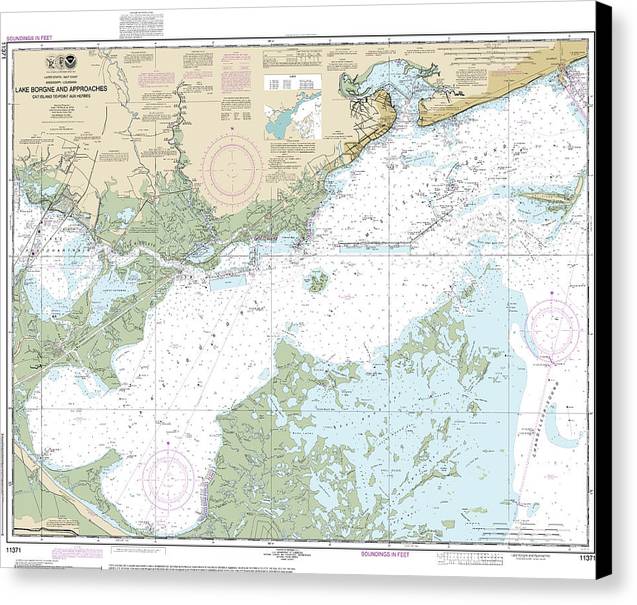 Nautical Chart-11371 Lake Borgne-approaches Cat Island-point Aux Herbes - Canvas Print