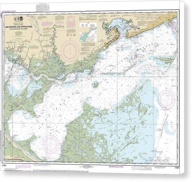 Nautical Chart-11371 Lake Borgne-approaches Cat Island-point Aux Herbes - Canvas Print