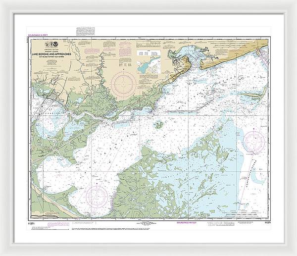 Nautical Chart-11371 Lake Borgne-approaches Cat Island-point Aux Herbes - Framed Print