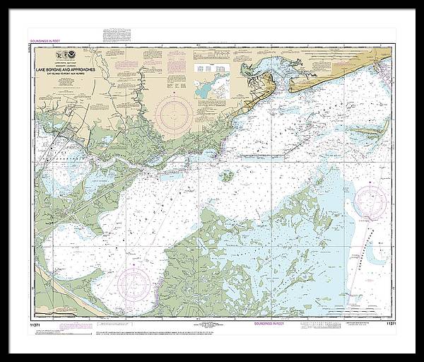 Nautical Chart-11371 Lake Borgne-approaches Cat Island-point Aux Herbes - Framed Print