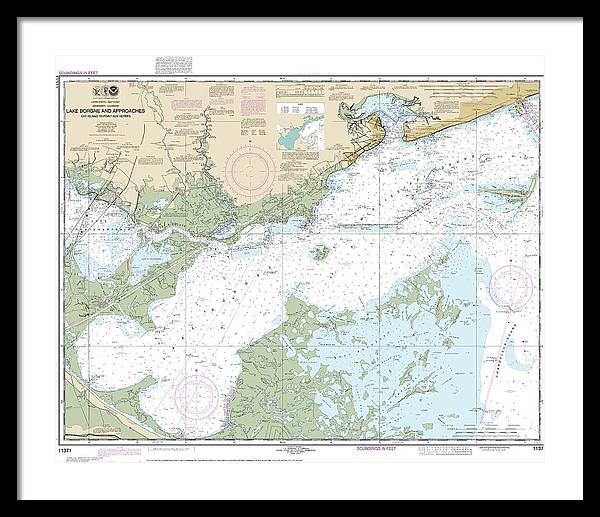 Nautical Chart-11371 Lake Borgne-approaches Cat Island-point Aux Herbes - Framed Print