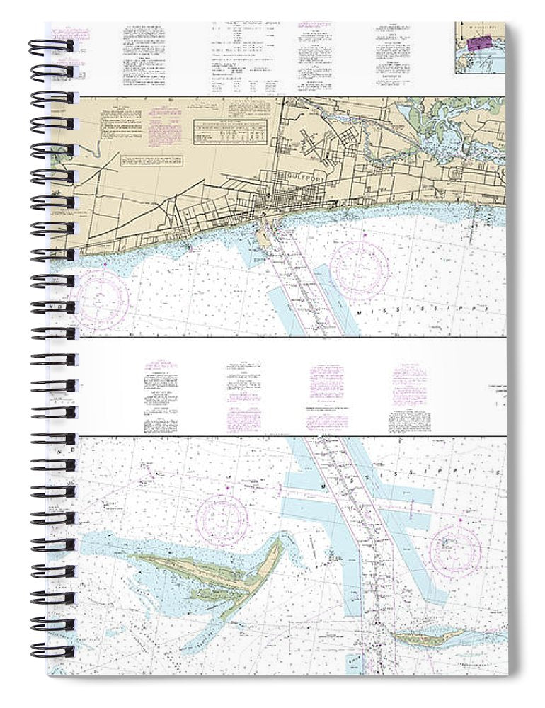 Nautical Chart 11372 Intracoastal Waterway Dog Keys Pass Waveland Spiral Notebook