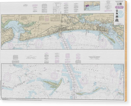 Nautical Chart-11372 Intracoastal Waterway Dog Keys Pass-Waveland Wood Print