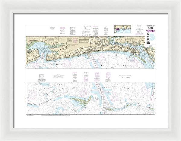 Nautical Chart-11372 Intracoastal Waterway Dog Keys Pass-waveland - Framed Print