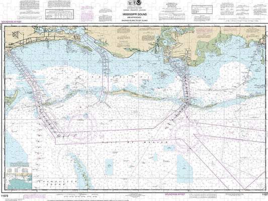 Nautical Chart 11373 Mississippi Sound Approaches Dauphin Island Cat Island Puzzle
