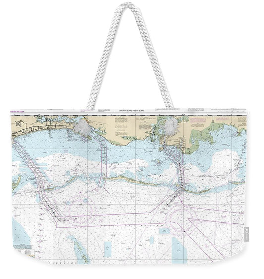 Nautical Chart-11373 Mississippi Sound-approaches Dauphin Island-cat Island - Weekender Tote Bag
