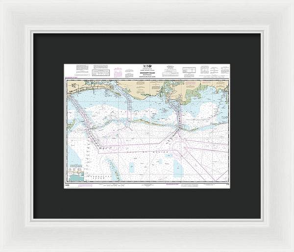 Nautical Chart-11373 Mississippi Sound-approaches Dauphin Island-cat Island - Framed Print