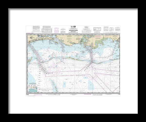 Nautical Chart-11373 Mississippi Sound-approaches Dauphin Island-cat Island - Framed Print