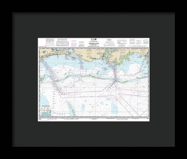 Nautical Chart-11373 Mississippi Sound-approaches Dauphin Island-cat Island - Framed Print