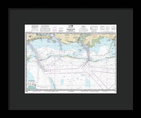 Nautical Chart-11373 Mississippi Sound-approaches Dauphin Island-cat Island - Framed Print