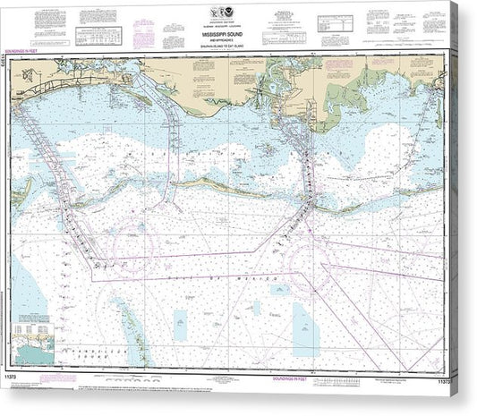 Nautical Chart-11373 Mississippi Sound-Approaches Dauphin Island-Cat Island  Acrylic Print