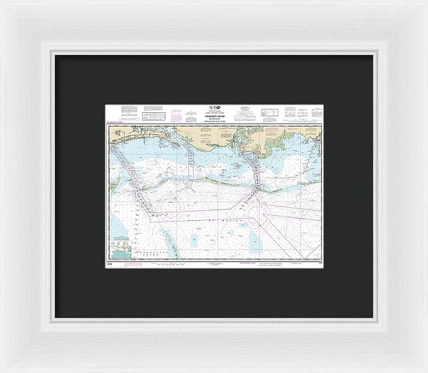 Nautical Chart-11373 Mississippi Sound-approaches Dauphin Island-cat Island - Framed Print