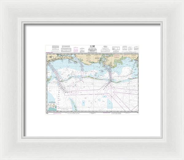 Nautical Chart-11373 Mississippi Sound-approaches Dauphin Island-cat Island - Framed Print