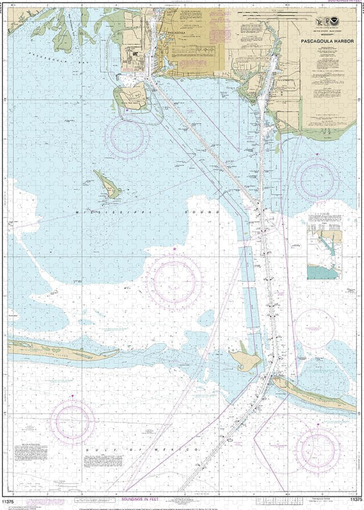 Nautical Chart-11375 Pascagoula Harbor - Puzzle