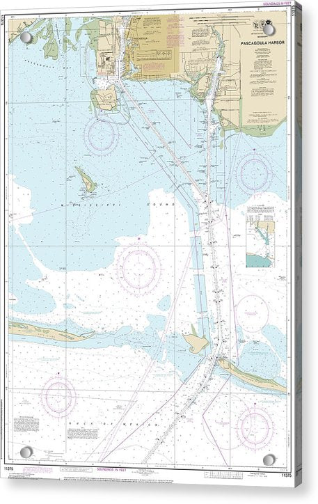 Nautical Chart-11375 Pascagoula Harbor - Acrylic Print