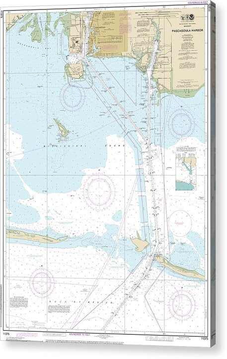 Nautical Chart-11375 Pascagoula Harbor  Acrylic Print
