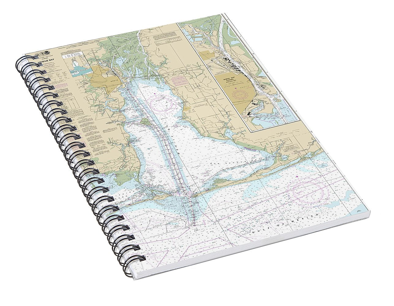 Nautical Chart-11376 Mobile Bay Mobile Ship Channel-northern End - Spiral Notebook