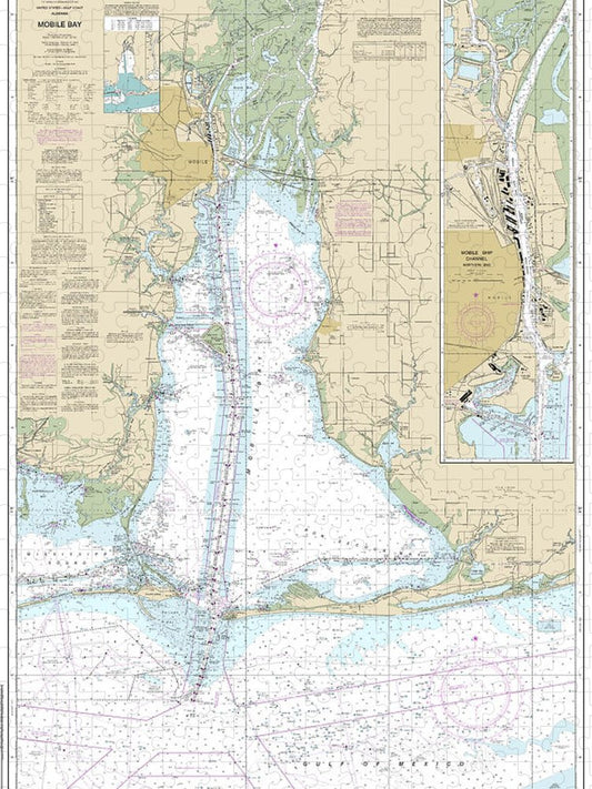 Nautical Chart 11376 Mobile Bay Mobile Ship Channel Northern End Puzzle