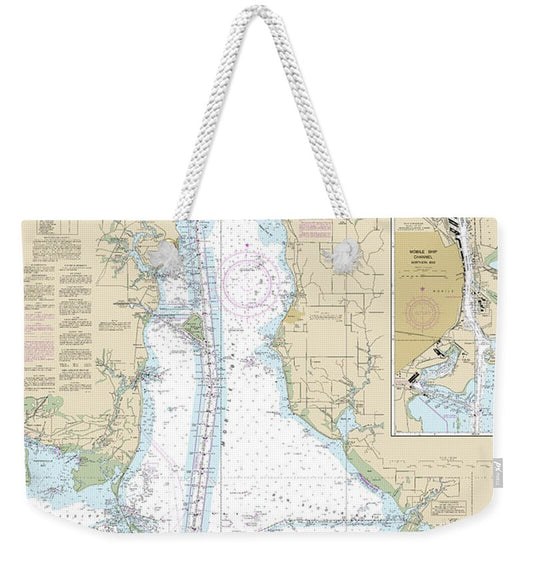 Nautical Chart-11376 Mobile Bay Mobile Ship Channel-northern End - Weekender Tote Bag