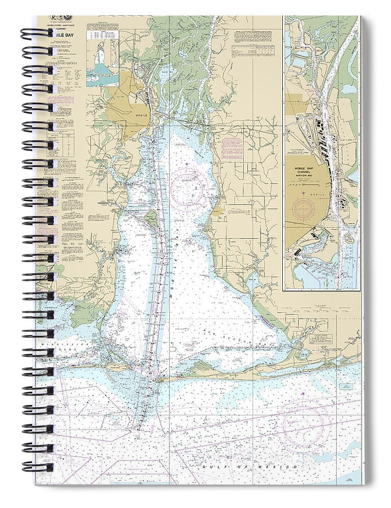 Nautical Chart 11376 Mobile Bay Mobile Ship Channel Northern End Spiral Notebook