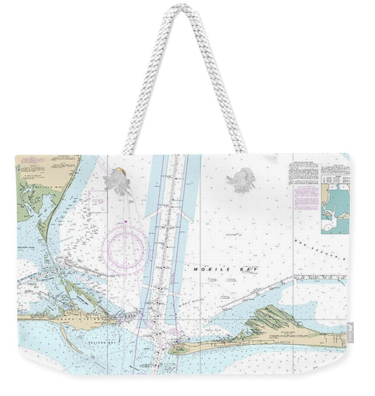 Nautical Chart-11377 Mobile Bay Approaches-lower Half - Weekender Tote Bag