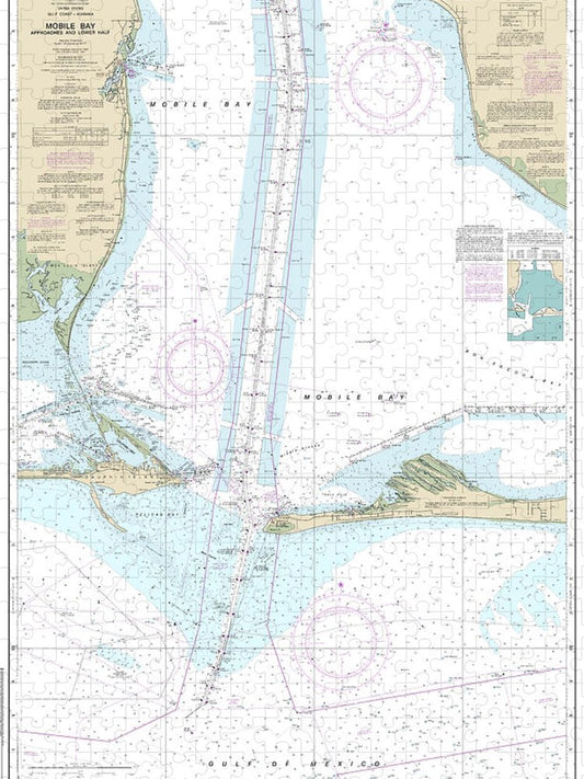 Nautical Chart 11377 Mobile Bay Approaches Lower Half Puzzle