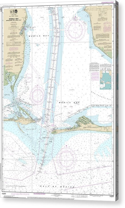 Nautical Chart-11377 Mobile Bay Approaches-Lower Half  Acrylic Print