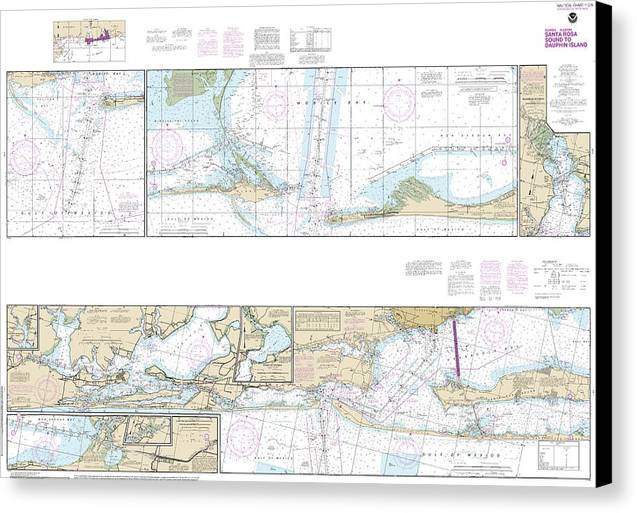 Nautical Chart-11378 Intracoastal Waterway Santa Rosa Sound-dauphin Island - Canvas Print
