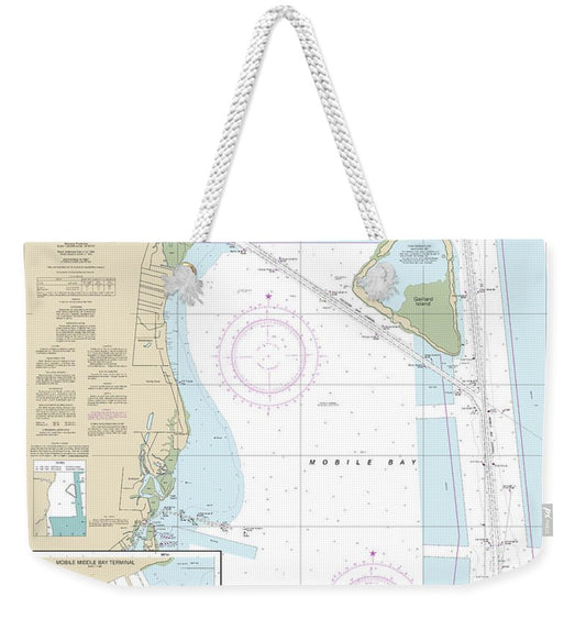 Nautical Chart-11380 Mobile Bay East Fowl River-deer River Pt, Mobile Middle Bay Terminal - Weekender Tote Bag