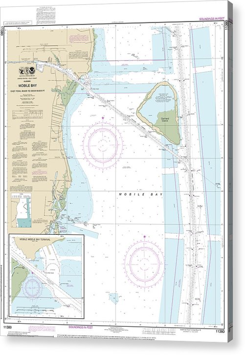 Nautical Chart-11380 Mobile Bay East Fowl River-Deer River Pt, Mobile Middle Bay Terminal  Acrylic Print