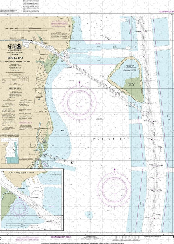 Nautical Chart-11380 Mobile Bay East Fowl River-deer River Pt, Mobile Middle Bay Terminal - Puzzle