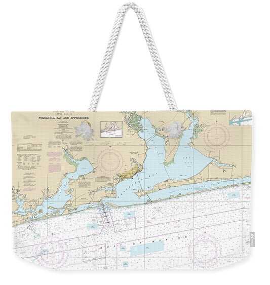 Nautical Chart-11382 Pensacola Bay-approaches - Weekender Tote Bag