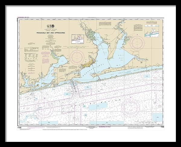 Nautical Chart-11382 Pensacola Bay-approaches - Framed Print