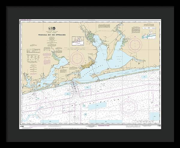Nautical Chart-11382 Pensacola Bay-approaches - Framed Print
