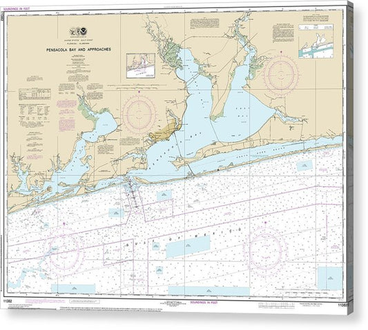 Nautical Chart-11382 Pensacola Bay-Approaches  Acrylic Print