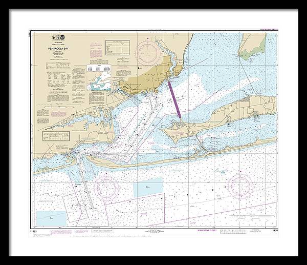 Nautical Chart-11383 Pensacola Bay - Framed Print