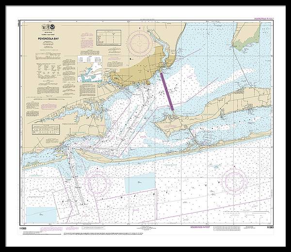 Nautical Chart-11383 Pensacola Bay - Framed Print