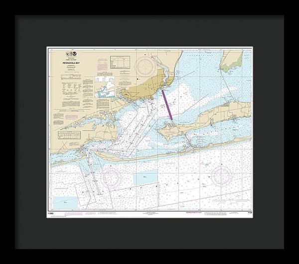 Nautical Chart-11383 Pensacola Bay - Framed Print