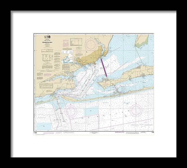 Nautical Chart-11383 Pensacola Bay - Framed Print