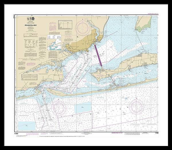 Nautical Chart-11383 Pensacola Bay - Framed Print