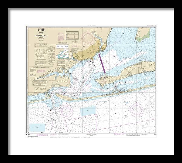 Nautical Chart-11383 Pensacola Bay - Framed Print