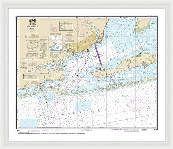 Nautical Chart-11383 Pensacola Bay - Framed Print