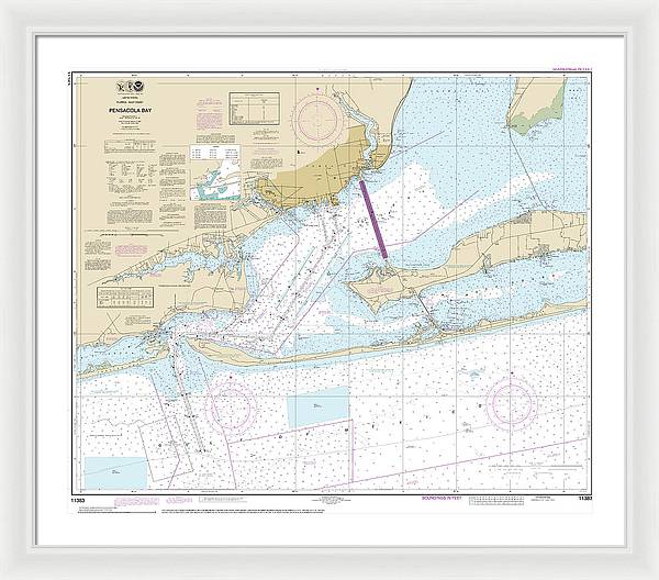 Nautical Chart-11383 Pensacola Bay - Framed Print