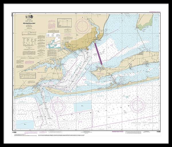 Nautical Chart-11383 Pensacola Bay - Framed Print